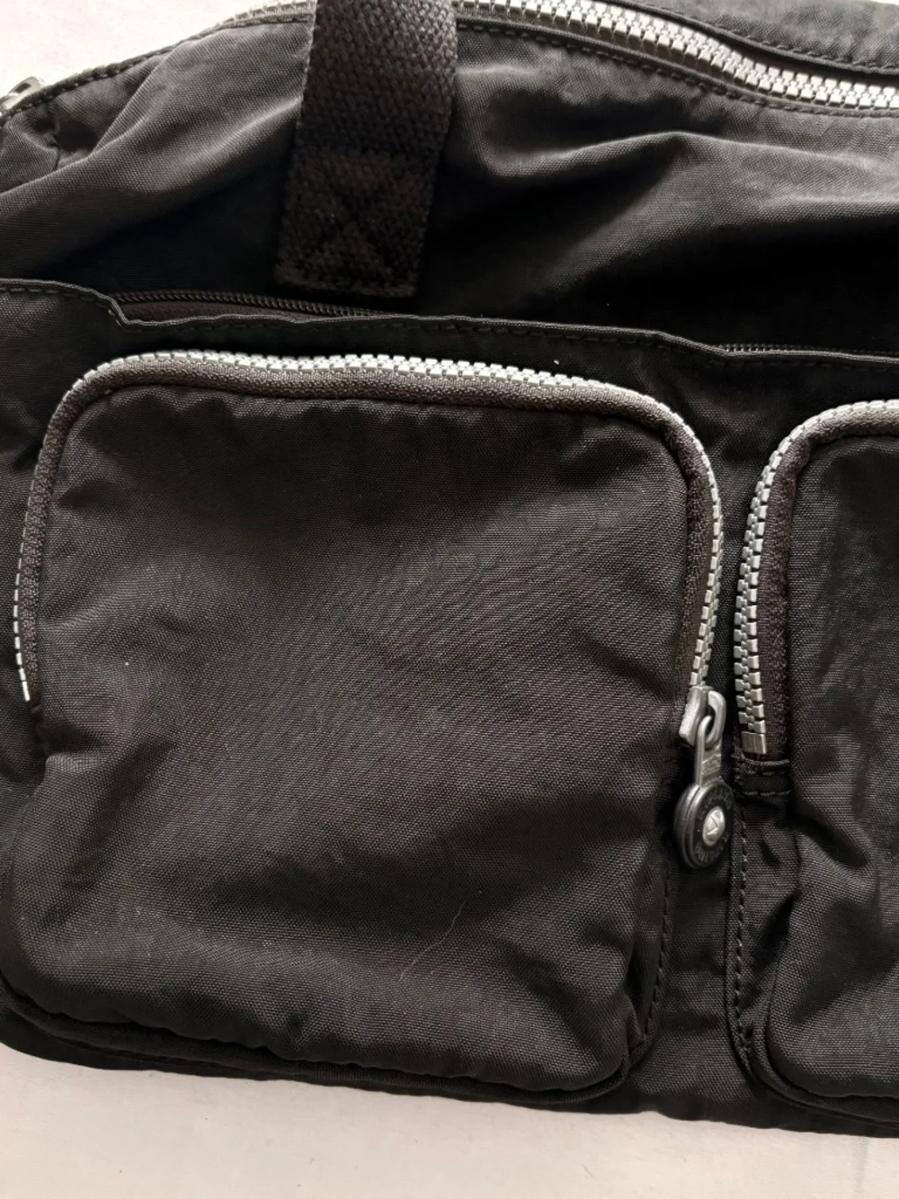 Vintage Kipling Defea Multi-Pocket Satchel Bag - Black Crinkle Nylon